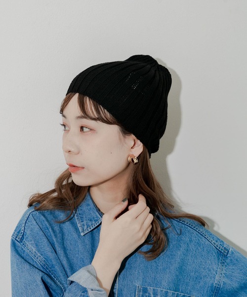 SMELLY（スメリー）の「コットンリネンリブビーニー（ニットキャップ/ビーニー・レディース・グレー/ブラック/アイボリー・-）」の12枚目の写真