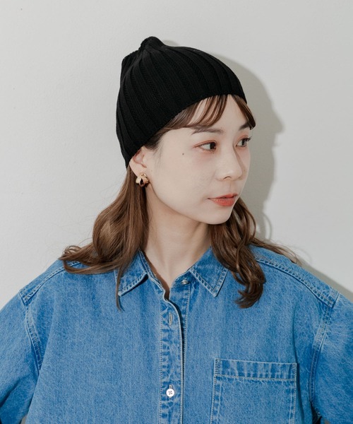 SMELLY（スメリー）の「コットンリネンリブビーニー（ニットキャップ/ビーニー・レディース・グレー/ブラック/アイボリー・-）」の13枚目の写真