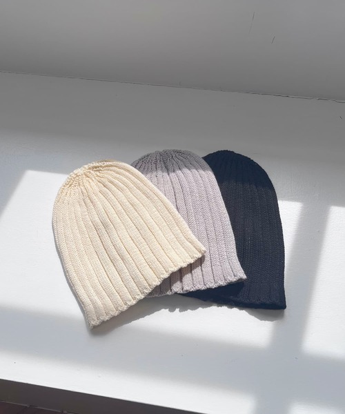SMELLY（スメリー）の「コットンリネンリブビーニー（ニットキャップ/ビーニー・レディース・グレー/ブラック/アイボリー・-）」の15枚目の写真