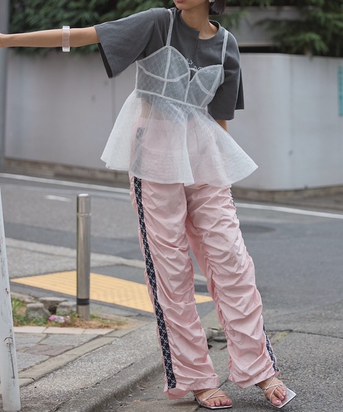 STARTEXCEEDEND ギャザーワークパンツ ナイロン 変形 AMBIDEX Store △〇lasew ギャザーパンツ(F チャコールグレー