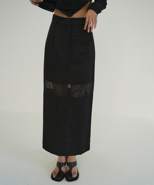 スカート CLANE SHEER SWITCHING STRAIGHT SKIRT セール】SHEER SWITCHING STRAIGHT SKIRT（スカート）｜CLANE（クラネ