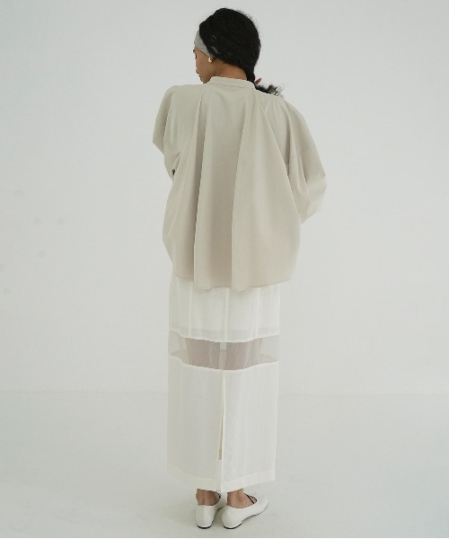 CLANE（クラネ）の「SHEER SWITCHING STRAIGHT SKIRT（スカート・レディース・ブラック/ホワイト/ベージュ・0/1/2）」の4枚目の写真