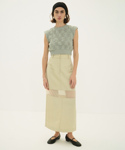 スカート CLANE SHEER SWITCHING STRAIGHT SKIRT セール】SHEER SWITCHING STRAIGHT SKIRT（スカート）｜CLANE（クラネ