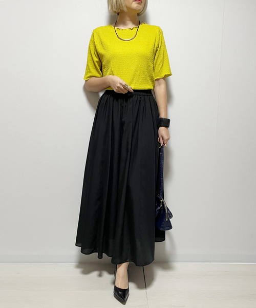 Fizz（フィズ）の「カットシャーリングクルーネックTee（Tシャツ/カットソー・レディース・イエロー/ブラック/アイボリー/グレイッシュベージュ/ブルー・M）」の13枚目の写真