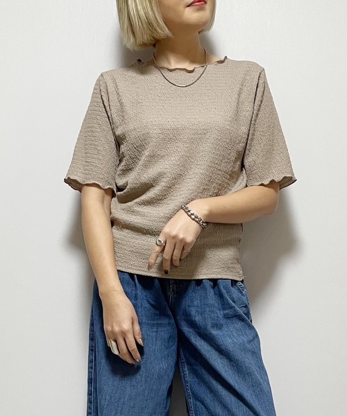 Fizz（フィズ）の「カットシャーリングクルーネックTee（Tシャツ/カットソー・レディース・イエロー/ブラック/アイボリー/グレイッシュベージュ/ブルー・M）」の6枚目の写真