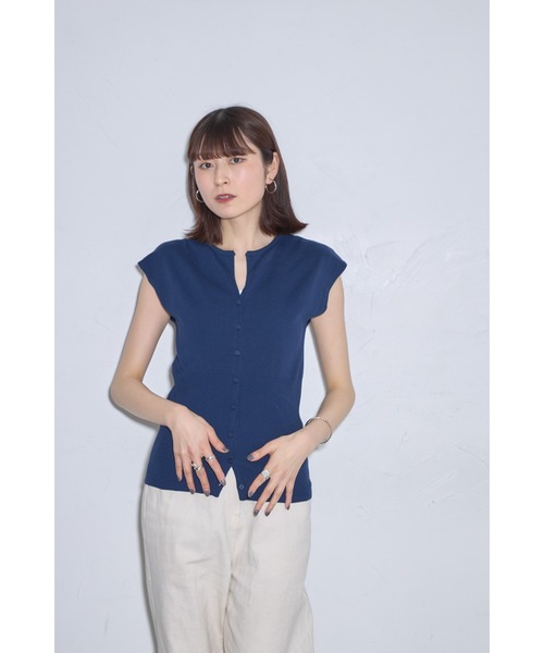 leimn(レイムン)の「キーネックニットベスト(Tシャツ/カットソー・レディース・ホワイト/ブラウン/ネイビー・M)」の20枚目の写真