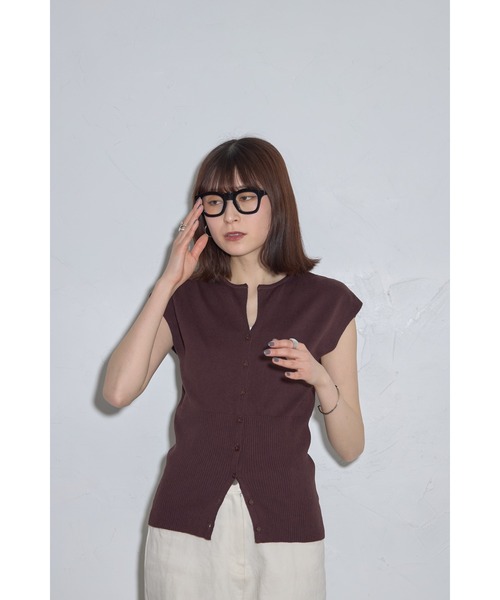 leimn(レイムン)の「キーネックニットベスト(Tシャツ/カットソー・レディース・ホワイト/ブラウン/ネイビー・M)」の14枚目の写真