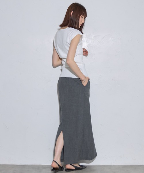leimn(レイムン)の「キーネックニットベスト(Tシャツ/カットソー・レディース・ホワイト/ブラウン/ネイビー・M)」の10枚目の写真