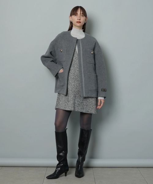CADUNE（カデュネ）の「ノーカラーポケットコート（ダウンジャケット
