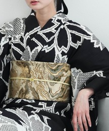 utatane（ウタタネ）の「帯単品 小袋帯 ニコアンティーク 墨流し 抹茶（和装小物）」