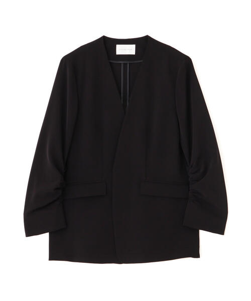 ピンキー＆ダイアン◆［ウォッシャブル］シャーリングスリーブジャケット 黒 38 セール】◇シャーリングスリーブジャケット（ノーカラージャケット