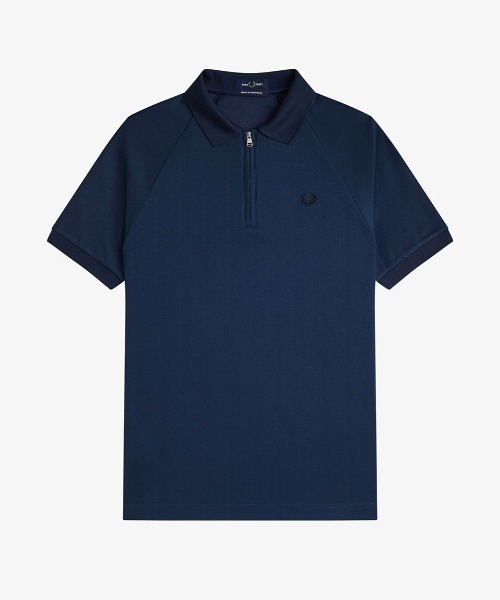 セール】Jacquard Zip Neck Polo Shirt／ジャカードジップネック