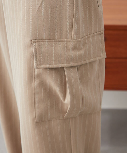 NUNIFE（ユニフィー）の「【NUNIFE】柔らかい素材感で履き心地◎ストライプカーゴパンツ（カーゴパンツ・レディース・ベージュ/ブラック/カーキ・FREE）」の17枚目の写真