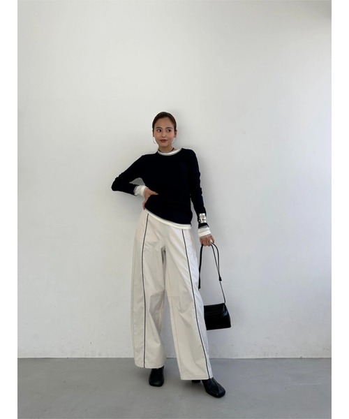 TRUNC(トランクエイティーエイト)の「Tulle Rib Long Sleeve TEE(Tシャツ/カットソー・レディース・アイボリー/ブラック/ネイビー・FREE)」の12枚目の写真