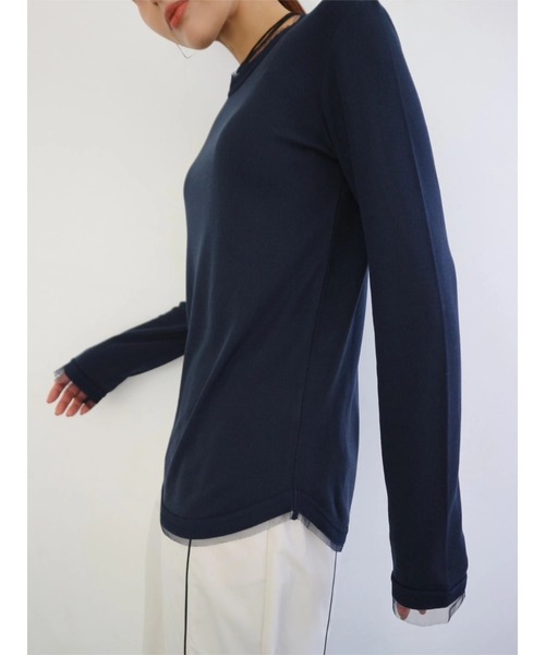 TRUNC(トランクエイティーエイト)の「Tulle Rib Long Sleeve TEE(Tシャツ/カットソー・レディース・アイボリー/ブラック/ネイビー・FREE)」の8枚目の写真