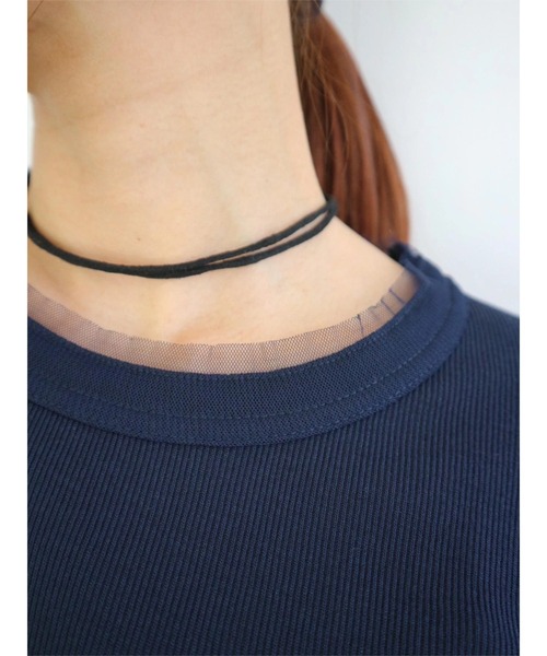 TRUNC(トランクエイティーエイト)の「Tulle Rib Long Sleeve TEE(Tシャツ/カットソー・レディース・アイボリー/ブラック/ネイビー・FREE)」の6枚目の写真
