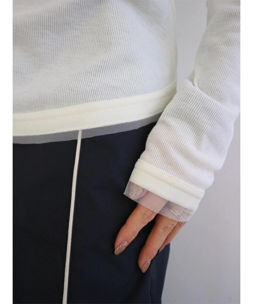 TRUNC(トランクエイティーエイト)の「Tulle Rib Long Sleeve TEE(Tシャツ/カットソー・レディース・アイボリー/ブラック/ネイビー・FREE)」の21枚目の写真