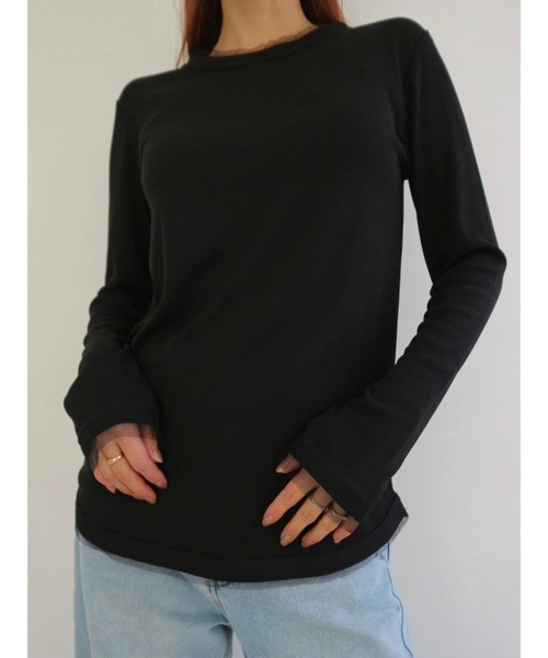 TRUNC(トランクエイティーエイト)の「Tulle Rib Long Sleeve TEE(Tシャツ/カットソー・レディース・アイボリー/ブラック/ネイビー・FREE)」の19枚目の写真