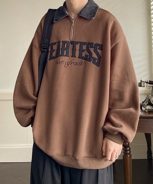 NOWLE（ノウル）の「【NOWLE】カレッジロゴ ハーフジップ ポロネック スウェット（スウェット・メンズ・ブラウン/ブラック/グレー・MEDIUM/LARGE/X-LARGE）」の20枚目の写真