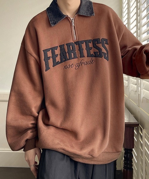 NOWLE（ノウル）の「【NOWLE】カレッジロゴ ハーフジップ ポロネック スウェット（スウェット・メンズ・ブラウン/ブラック/グレー・MEDIUM/LARGE/X-LARGE）」の19枚目の写真