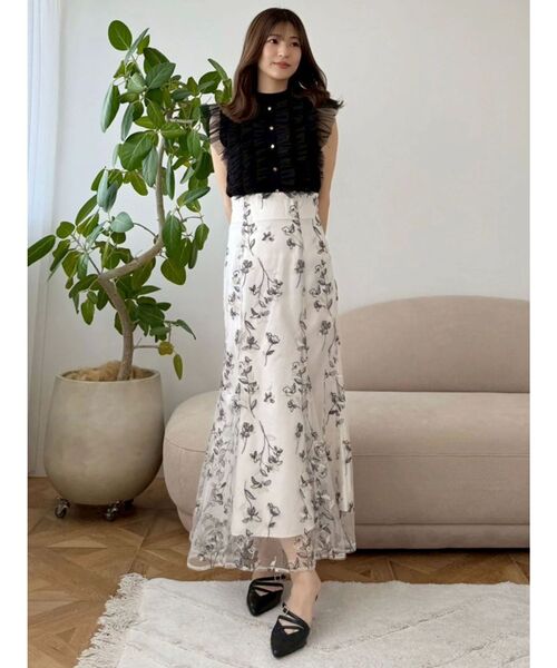 MERCURYDUO(マーキュリーデュオ)の「チュールフリルニット(ニット/セーター・レディース・ベビーピンク/ブラック/アイボリー・FREE)」の9枚目の写真