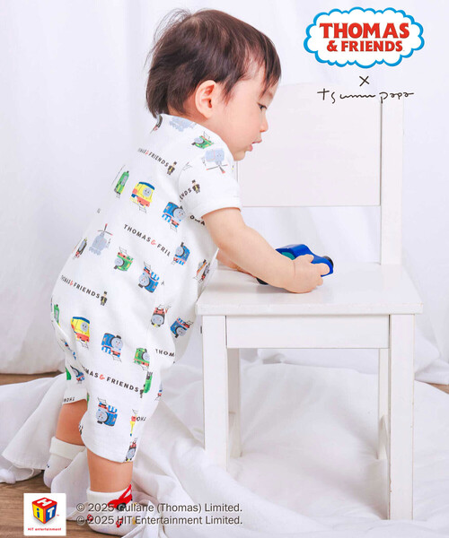 SLAP SLIP BABY（スラップスリップベビー）の「【きかんしゃトーマス×つむぱぱ×SLAPSLIP】【お揃い】THOMAS＆FRIENDS総柄半袖ロンパースベビー(60~80cm)（ロンパース・キッズ・グレー系その他/ホワイト系その他・60cm/70cm/80ｃｍ）」の16枚目の写真