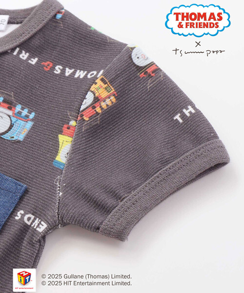 SLAP SLIP BABY（スラップスリップベビー）の「【きかんしゃトーマス×つむぱぱ×SLAPSLIP】【お揃い】THOMAS＆FRIENDS総柄半袖ロンパースベビー(60~80cm)（ロンパース・キッズ・グレー系その他/ホワイト系その他・60cm/70cm/80ｃｍ）」の8枚目の写真