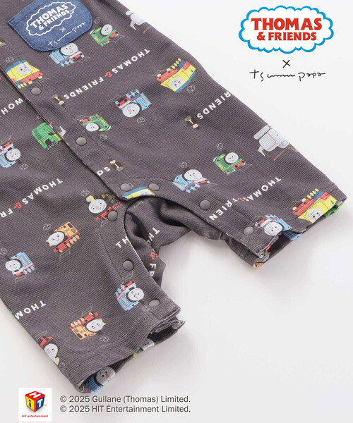 SLAP SLIP BABY（スラップスリップベビー）の「【きかんしゃトーマス×つむぱぱ×SLAPSLIP】【お揃い】THOMAS＆FRIENDS総柄半袖ロンパースベビー(60~80cm)（ロンパース・キッズ・グレー系その他/ホワイト系その他・60cm/70cm/80ｃｍ）」の6枚目の写真