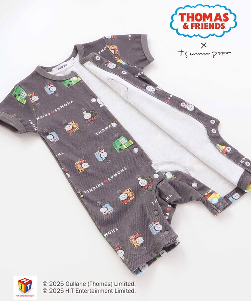 SLAP SLIP BABY（スラップスリップベビー）の「【きかんしゃトーマス×つむぱぱ×SLAPSLIP】【お揃い】THOMAS＆FRIENDS総柄半袖ロンパースベビー(60~80cm)（ロンパース・キッズ・グレー系その他/ホワイト系その他・60cm/70cm/80ｃｍ）」の5枚目の写真