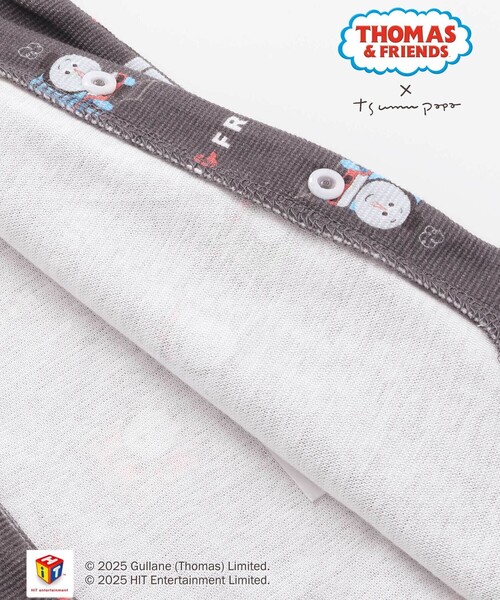 SLAP SLIP BABY（スラップスリップベビー）の「【きかんしゃトーマス×つむぱぱ×SLAPSLIP】【お揃い】THOMAS＆FRIENDS総柄半袖ロンパースベビー(60~80cm)（ロンパース・キッズ・グレー系その他/ホワイト系その他・60cm/70cm/80ｃｍ）」の4枚目の写真