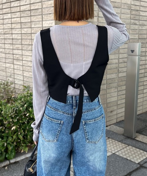 classicalelf(クラシカルエルフ)の「《sayo×クラシカルエルフコラボ》 重ねるだけで即旬顔。バックベルト付きレイヤードビスチェ(キャミソール・レディース・ブラウン/ブラック・X-LARGE/SMALL/MEDIUM/LARGE)」の4枚目の写真