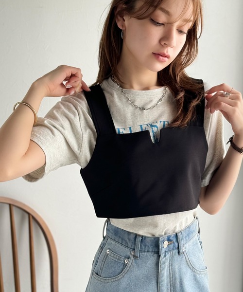 classicalelf(クラシカルエルフ)の「《sayo×クラシカルエルフコラボ》 重ねるだけで即旬顔。バックベルト付きレイヤードビスチェ(キャミソール・レディース・ブラウン/ブラック・X-LARGE/SMALL/MEDIUM/LARGE)」の7枚目の写真