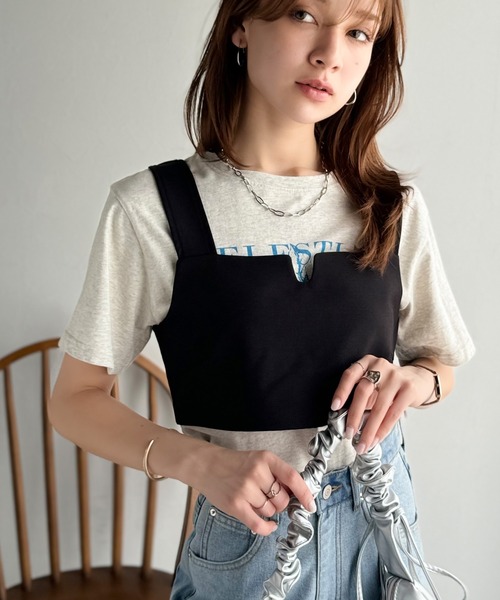 classicalelf(クラシカルエルフ)の「《sayo×クラシカルエルフコラボ》 重ねるだけで即旬顔。バックベルト付きレイヤードビスチェ(キャミソール・レディース・ブラウン/ブラック・X-LARGE/SMALL/MEDIUM/LARGE)」の10枚目の写真