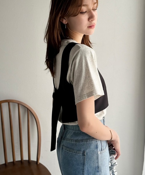 classicalelf(クラシカルエルフ)の「《sayo×クラシカルエルフコラボ》 重ねるだけで即旬顔。バックベルト付きレイヤードビスチェ(キャミソール・レディース・ブラウン/ブラック・X-LARGE/SMALL/MEDIUM/LARGE)」の8枚目の写真