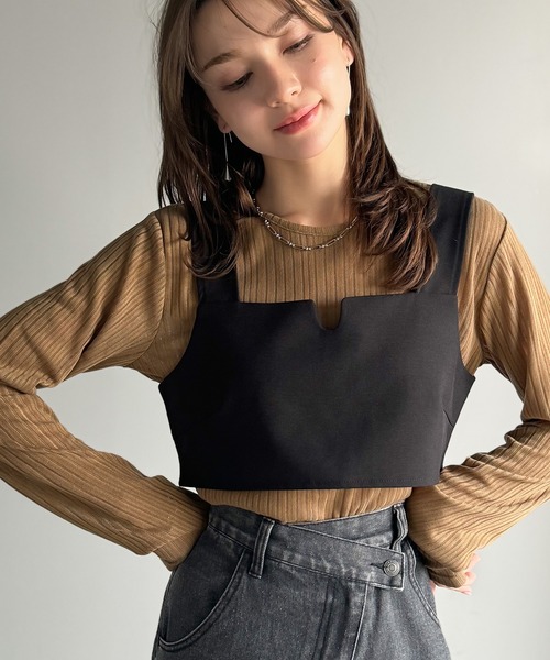 classicalelf(クラシカルエルフ)の「《sayo×クラシカルエルフコラボ》 重ねるだけで即旬顔。バックベルト付きレイヤードビスチェ(キャミソール・レディース・ブラウン/ブラック・X-LARGE/SMALL/MEDIUM/LARGE)」の17枚目の写真