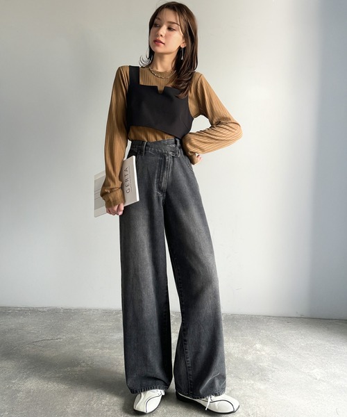 classicalelf(クラシカルエルフ)の「《sayo×クラシカルエルフコラボ》 重ねるだけで即旬顔。バックベルト付きレイヤードビスチェ(キャミソール・レディース・ブラウン/ブラック・X-LARGE/SMALL/MEDIUM/LARGE)」の20枚目の写真