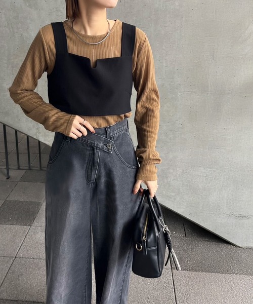 classicalelf(クラシカルエルフ)の「《sayo×クラシカルエルフコラボ》 重ねるだけで即旬顔。バックベルト付きレイヤードビスチェ(キャミソール・レディース・ブラウン/ブラック・X-LARGE/SMALL/MEDIUM/LARGE)」の6枚目の写真