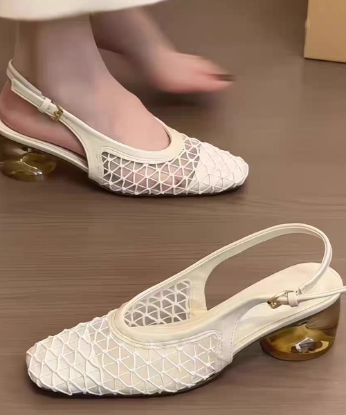 パンプス　メッシュ　白　CHANEL 夏　値下げ セール】クリアヒールメッシュパンプス（パンプス）｜Sibra
