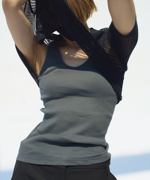 EMILY WEEK(エミリーウィーク)の「【EMILY WEEK × IENA】コットンシルク リブタンクトップ(その他アンダーウェア/インナー・レディース・ピンク/チャコールグレー/ホワイト・36/38)」の3枚目の写真