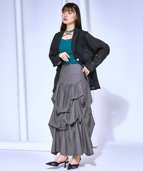 Ezick（エジック）の「Airy light ショルダータックシアージャケット（テーラードジャケット・レディース・ブラック/パープル/アイボリー・FREE）」の12枚目の写真