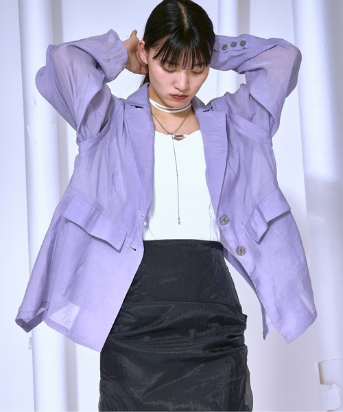 Ezick（エジック）の「Airy light ショルダータックシアージャケット（テーラードジャケット・レディース・ブラック/パープル/アイボリー・FREE）」の15枚目の写真