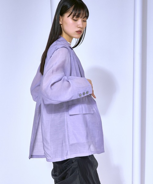 Ezick（エジック）の「Airy light ショルダータックシアージャケット（テーラードジャケット・レディース・ブラック/パープル/アイボリー・FREE）」の16枚目の写真