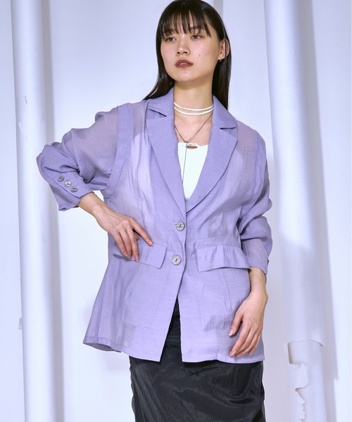 Ezick（エジック）の「Airy light ショルダータックシアージャケット（テーラードジャケット・レディース・ブラック/パープル/アイボリー・FREE）」の17枚目の写真