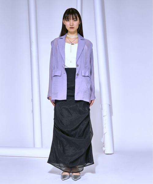 Ezick（エジック）の「Airy light ショルダータックシアージャケット（テーラードジャケット・レディース・ブラック/パープル/アイボリー・FREE）」の18枚目の写真