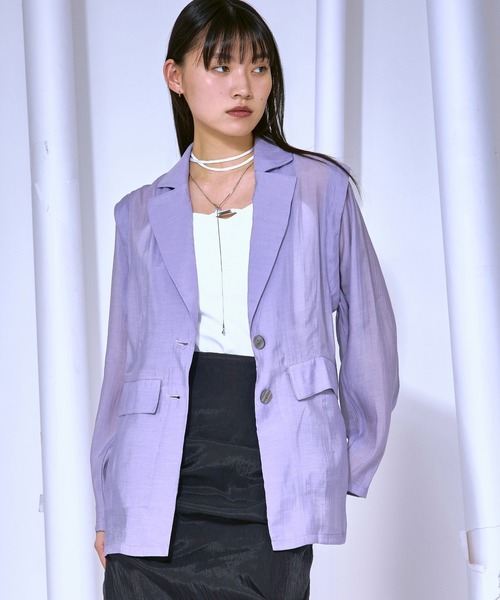 Ezick（エジック）の「Airy light ショルダータックシアージャケット（テーラードジャケット・レディース・ブラック/パープル/アイボリー・FREE）」の13枚目の写真