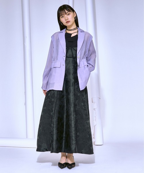 Ezick（エジック）の「Airy light ショルダータックシアージャケット（テーラードジャケット・レディース・ブラック/パープル/アイボリー・FREE）」の20枚目の写真