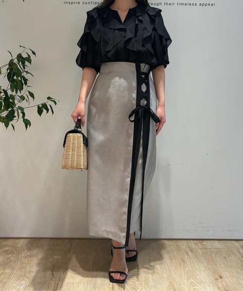 Apuweiser-riche（アプワイザーリッシェ）の「シアーフリル５分袖ブラウス（シャツ/ブラウス・レディース・ライトイエロー/ピンク/ホワイト/ブラック/ライトブルー・1/2）」の22枚目の写真