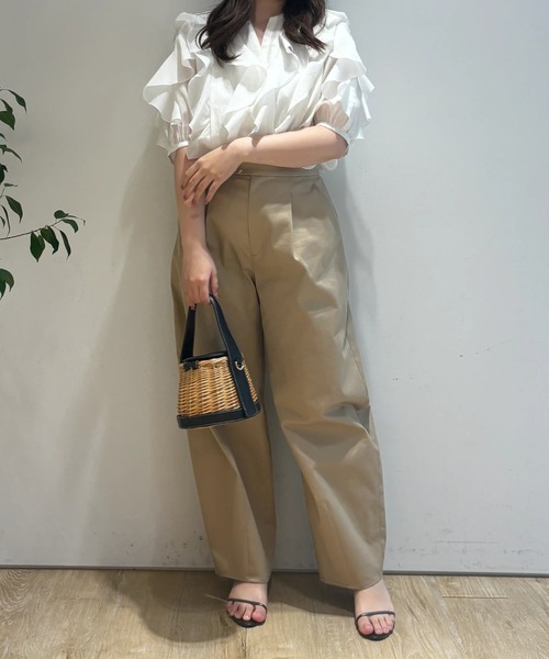 Apuweiser-riche（アプワイザーリッシェ）の「シアーフリル５分袖ブラウス（シャツ/ブラウス・レディース・ライトイエロー/ピンク/ホワイト/ブラック/ライトブルー・1/2）」の18枚目の写真