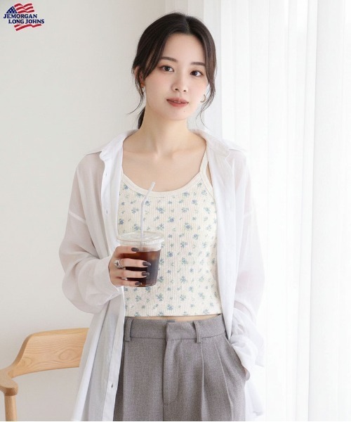 JEMORGAN(ジェーイーモーガン)の「【JEMORGAN / ジェーイーモーガン】パック入り 花柄ワッフルカップ付きクロップド丈キャミソール(キャミソール・レディース・パープル系1/ピンク系1/ピンク系2/ブルー系1・FREE)」の1枚目の写真