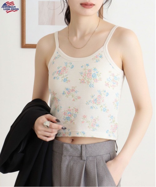 JEMORGAN(ジェーイーモーガン)の「【JEMORGAN / ジェーイーモーガン】パック入り 花柄ワッフルカップ付きクロップド丈キャミソール(キャミソール・レディース・パープル系1/ピンク系1/ピンク系2/ブルー系1・FREE)」の4枚目の写真